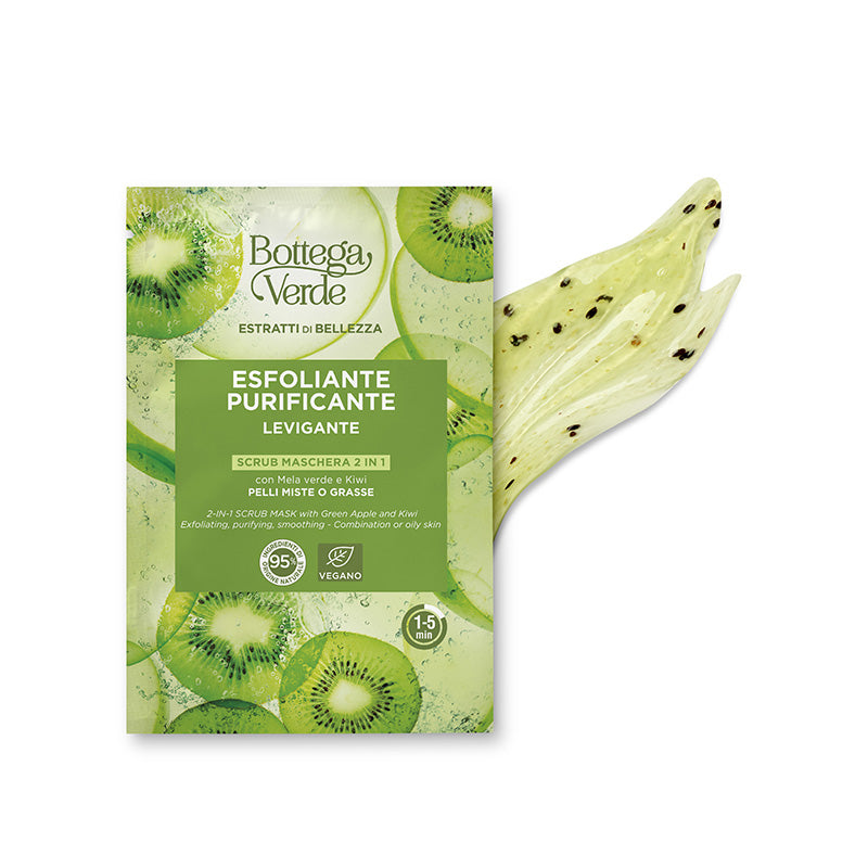 Máscara Facial Esfoliante Purificante Monodose de Maçã e Kiwi Estratti di Bellezza 8ml