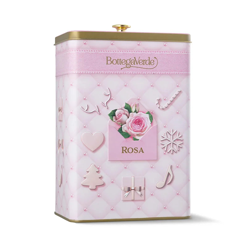 Coffret Caixa de Metal Rose Gel de Banho e Leite Corporal