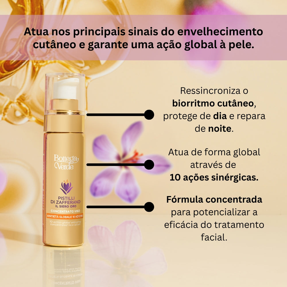 Sérum Facial Antienvelhecimento Global com 10 Ações Pistilli di Zafferano 30ml