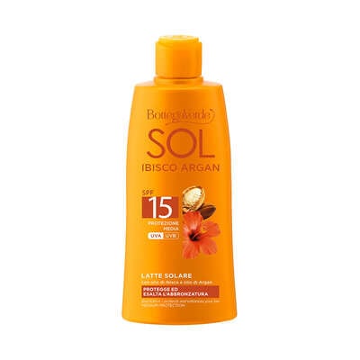 Leite Corpo Sol Ibisco Argan Antes Exposição Solar FP 15 200 Ml