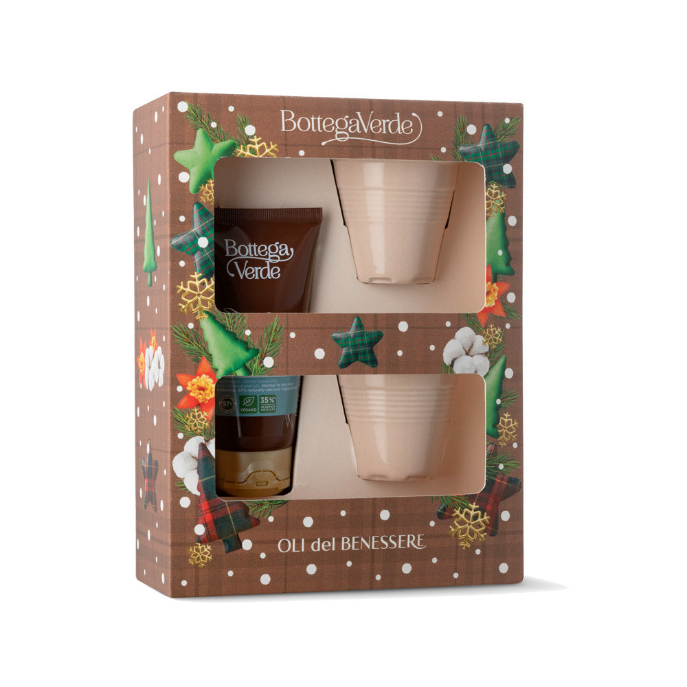 Coffret Creme de Mãos Oli del Benessere + 2 Chavenas de Café