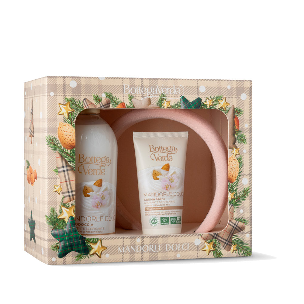 Coffret Gel de Banho e Creme de Mãos Mandorle Dolci + Bandolete