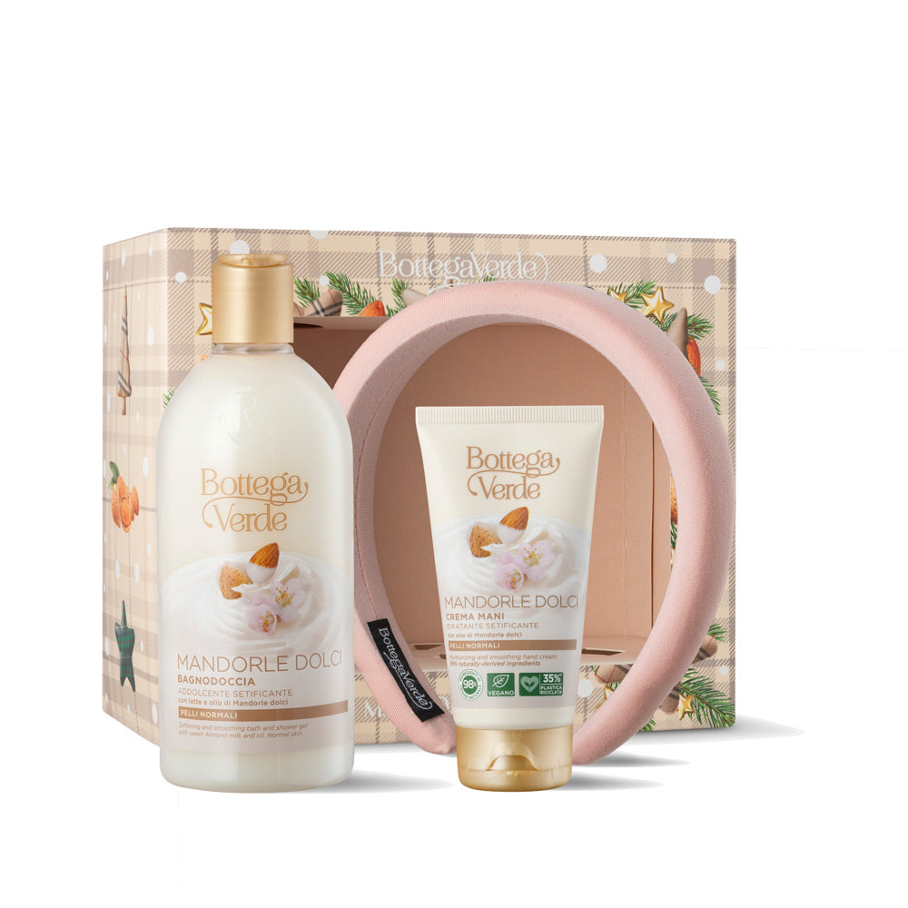 Coffret Gel de Banho e Creme de Mãos Mandorle Dolci + Bandolete