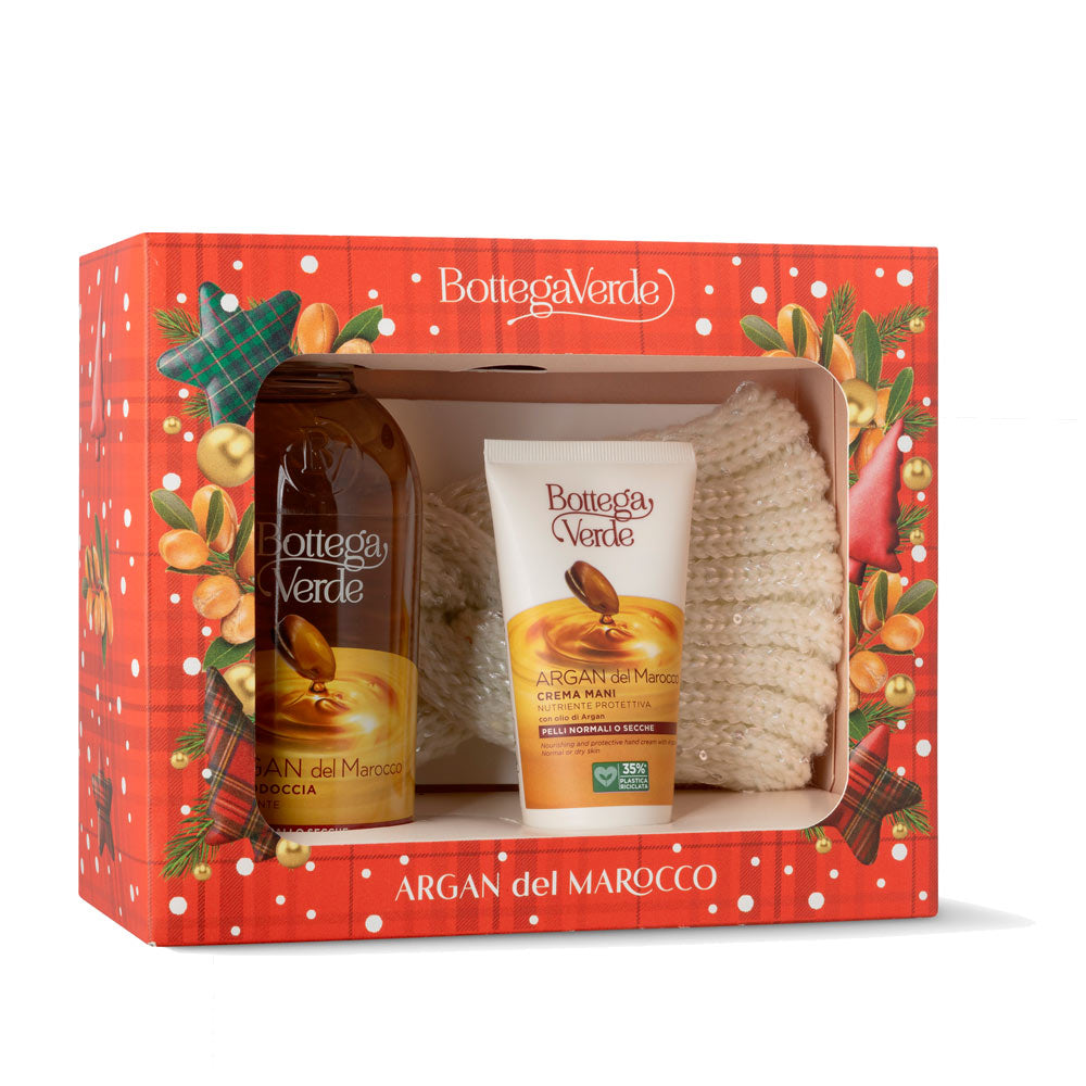 Coffret Gel de Banho e Creme de Mãos Argan del Morocco + fita