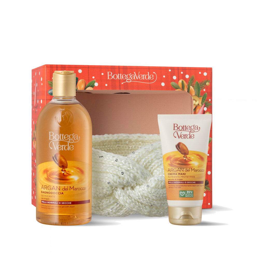 Coffret Gel de Banho e Creme de Mãos Argan del Morocco + fita