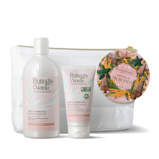 Coffret Gel de Banho e Creme de Mãos Avena e Prebiotico + clutch