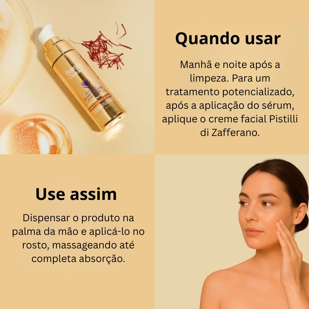Sérum Facial Antienvelhecimento Global com 10 Ações Pistilli di Zafferano 30ml